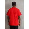 Unisex Baskılı Oversize T-Shirt - Kırmızı