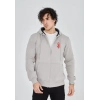 Unisex Baskılı Tam Fermuarlı Kapşonlu SweatShirt - Boyalı Gri