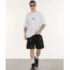 Unisex Bisiklet Yaka Baskılı Oversize T-Shirt - Beyaz