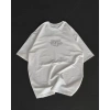 Unisex Bisiklet Yaka Baskılı Oversize T-Shirt - Beyaz