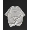 Unisex Bisiklet Yaka Baskılı Oversize T-Shirt - Beyaz