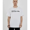Unisex Bisiklet Yaka Baskılı Oversize T-Shirt - Beyaz