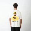 Unisex Bisiklet Yaka Baskılı Oversize T-Shirt - Beyaz