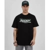 Unisex Bisiklet Yaka Baskılı Oversize T-Shirt - Siyah