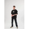 Unisex Bisiklet Yaka Baskılı Oversize T-Shirt - Siyah