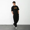 Unisex Bisiklet Yaka Baskılı Oversize T-Shirt - Siyah