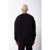 Unisex Biskilet Yaka Üç İplik SweatShirt - Siyah