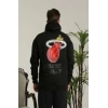 Unisex Kapşonlu Baskılı Sweetshirt - Siyah