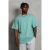 Unisex Oversize Düz Bisiklet Yaka T-Shirt - Mint Yeşili