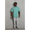 Unisex Oversize Düz Bisiklet Yaka T-Shirt - Mint Yeşili