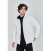 Unisex Tam Fermuarlı Kapşonlu  SweatShirt - Beyaz