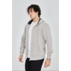 Unisex Tam Fermuarlı Kapşonlu  SweatShirt - Boyalı Gri