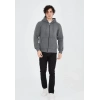 Unisex Tam Fermuarlı Kapşonlu  SweatShirt - Füme
