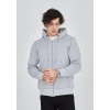 Unisex Tam Fermuarlı Kapşonlu  SweatShirt - Gri