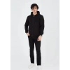 Unisex Tam Fermuarlı Kapşonlu  SweatShirt - Siyah