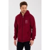 Unisex Tam Fermuarlı Kapşonlu Özel Tasarım SweatShirt - Bordo