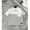 Unisex Torba Cep Detaylı  Parçalı T-Shirt - Gri
