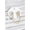 Uzay Model Pirinç Gold Renk Zincir Bağlantılı Ear Cuff Küpe Seti