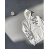 Uzun Kol Kapşonlu Baskılı SweatShirt - Beyaz
