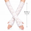 Uzun Zarif Dantel Eldiven Parmaksız Beyaz