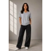 V Yaka Basic Tişört Kısa Kol Yazlık Regular Fit T-Shirt - Gri