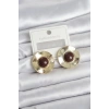 Vintage Model Kahverengi Gold Renk Pirinç Kadın Küpe