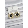 Vintage Model Siyah Gold Renk Pirinç Kadın Küpe