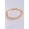 Vip Seri Pirinç Pembe Zirkon Taşlı Gold Renk Baget Model Bileklik