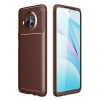 Xiaomi Mi 10T Lite Kılıf Auto Focus Karbon Kapak - Kahverengi