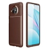 Xiaomi Mi 10T Lite Kılıf Auto Focus Karbon Kapak - Kahverengi