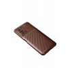 Xiaomi Poco F3 Kılıf Auto Focus Karbon Kapak - Kahverengi
