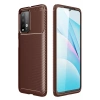 Xiaomi Redmi 9T Kılıf Auto Focus Karbon Kapak - Kahverengi