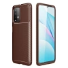 Xiaomi Redmi 9T Kılıf Auto Focus Karbon Kapak - Kahverengi