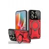 Xiaomi Redmi Note 13 Pro 4G Kılıf Joy Lens Standlı Kapak - Kırmızı