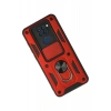 Xiaomi Redmi Note 9 Kılıf Pars Lens Yüzüklü Silikon - Kırmızı