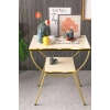 Yan Sehpa Komodin Metal Ayak Çift Gold Krem