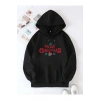 Yılbaşı Merry Christmas Baskılı Oversize Kapüşonlu Sweatshirt Hoodie - Siyah