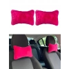 Yumuşak Peluşlu Ortopedik Araba Seyahat Boyun Yastığı 2li Fuşya Pembe