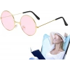 Yuvarlak Cam John Lennon Tarzı Hippi Gold Çerçeveli Pembe Gözlük