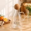 Yuvarlak Mantar Kapaklı Sürahi - 1500 ml - Yüksek Kaliteli Cam