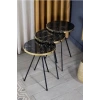 Zigon Sehpa 3lü Altın Metal Ayak Bendir Altın Siyah