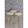 Zigon Sehpa 3lü Altın Metal Ayak Krem Altın 1062