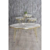 Zigon Sehpa Ve Orta Sehpa Elips Gold Metal Ayak Gold Efes Set