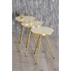 Zigon Sehpa ve Orta Sehpa Elips Gold Metal Ayak Gold Krem Set