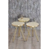 Zigon Sehpa ve Orta Sehpa Elips Gold Metal Ayak Gold Krem Set
