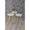 Zigon Sehpa ve Orta Sehpa Kr Gold Metal Ayak Gold Beyaz Set