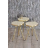 Zigon Sehpa ve Orta Sehpa Kr Gold Metal Ayak Gold Krem Set