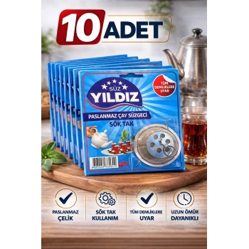 10 Adet Paslanmaz Çelik Çaydanlık Demlik Süzgeci Sök Tak Çay Süzgeci Tüm Demliklere Uyumlu Çaydanlık Filtresi