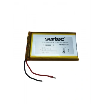 Sertec 105080 3.7V 5000 mAh Li-Polymer Pil (Devreli/1.5A)