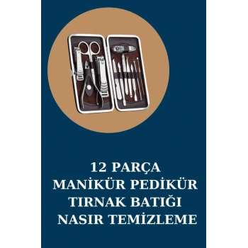 12 Parça Manikür Pedikür Seti Özel Deri Çanta El Ayak Bakımı Akne ve Sivilce Temizleme